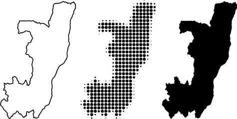 Obraz premium Republic of the Congo Map Vector Set Outline Dotted Halftone Silhouette