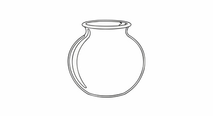 Simple Outline Drawing of a Round Vase with a Narrow Neck.