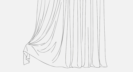 Elegant White Curtain with Delicate Folds and Drapes.