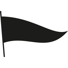 Black Silhouette of a Waving Flag on a Pole Against a Transparent Background for Design Elements and Graphics