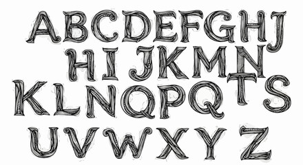 Alphabet Set in Distressed Style - A Complete Collection.