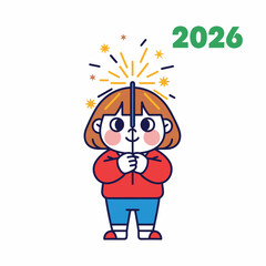 Child Holding Sparkler Celebrating New Year 2026 Festive Moment.