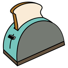 Illustration of a Toaster with Bread