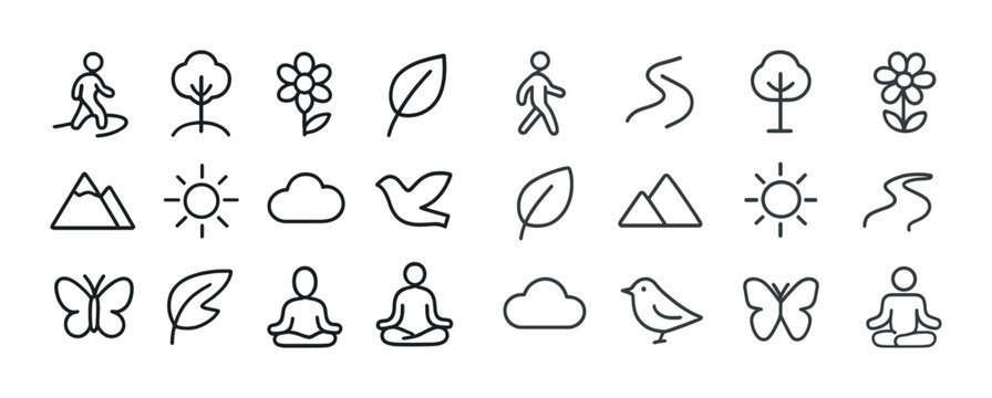 Minimalist nature and meditation icons collection