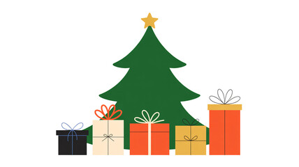 Elegant Christmas tree with festive gifts creates a joyful holiday season