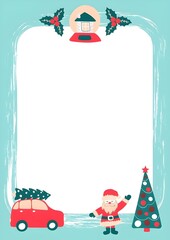 christmas frame with santa claus