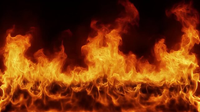 Roaring inferno flames dance in a mesmerizing sequence, perfect for high-energy visuals or intense backgrounds