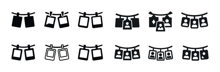 Traditional torii gate symbols and picture frames icon set