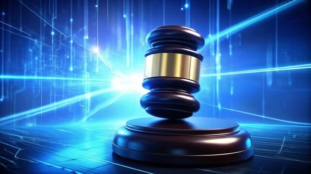 Digital Legal Framework: Gavel Symbolizing Justice in the Information Age