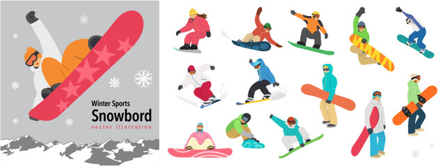People who enjoy snowboarding. Enjoying the snowy mountains. Enjoying winter sports.