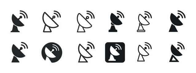 Fototapeta premium Satellite dish symbols: various antenna icons in different styles