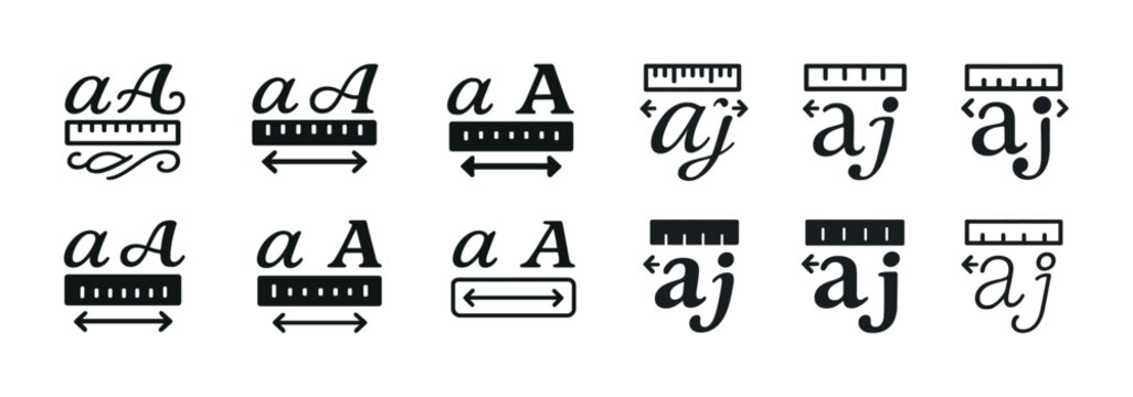 Typographic icons set: font size, alignment, and style symbols
