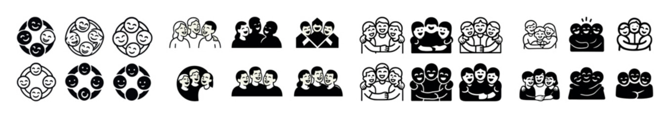 Obraz premium Diverse group of people icons representing unity and friendship