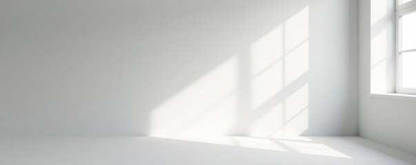 Obraz premium Clean white studio, gray backdrop, subtle window shadows , clean, room, product placement