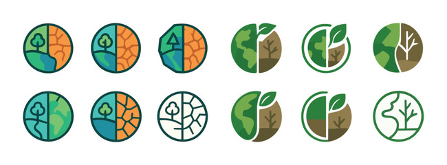 Environmental conservation symbols highlighting climate and nature themes