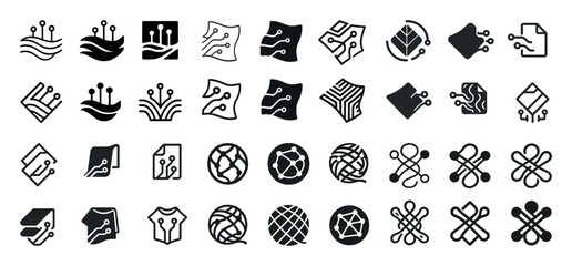 Obraz premium Abstract technology icons set: circuit, network, and geometric designs