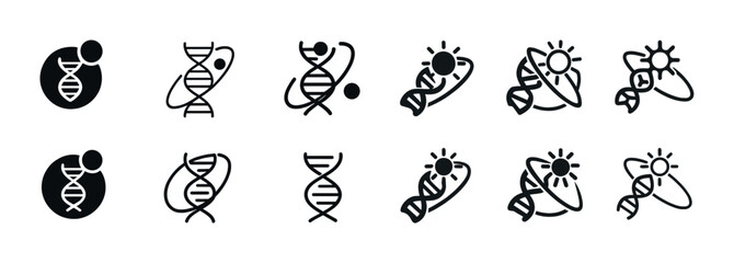 Obraz premium Set of dna and sun icons representing science and energy concepts