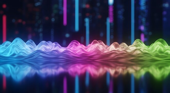 Colorful abstract background with glowing lights and digital energy lines