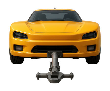 Low-profile aircraft tug with rear towbar for easy maneuvering.