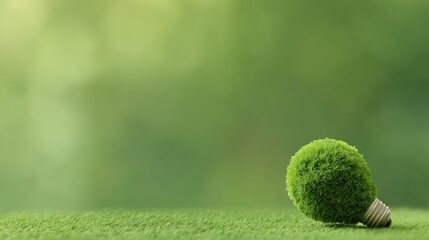 Green Economy Transition Concept Illustration, A golf ball resting on a green surface with a blurred background.