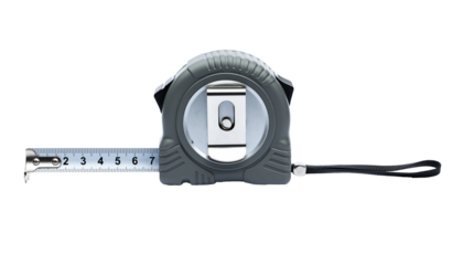 Retractable steel measuring tape with extended yellow blade and metric markings