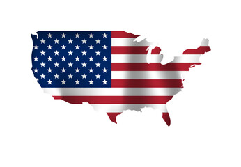 Silhouette of the usa map featuring the american flag for use in patriotic and independence day designs.