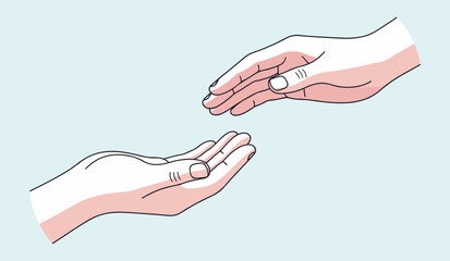 Two hands reaching out to each other in a gesture of giving and receiving support.