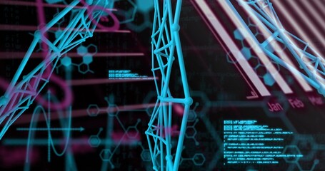 Displaying turquoise-blue 3D lattice occupying center in virtual lab, pulsing with hexagons