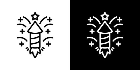 Line art firework rocket icon for celebration. Vector pictogram of a launching pyrotechnic explosion for holiday and event design