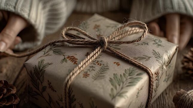 Wrapping Holiday Gifts - A Festive and Cozy Scene.