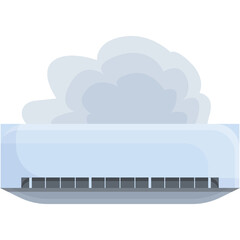 Modern Air Conditioner Unit With A Blue Cloud Symbol Overhead Indicating Cooling Or Climate Control On A Transparent Background
