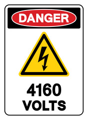 Danger 4160 Volts Tag Symbol Sign,Vector Illustration, Isolate On White Background Label. EPS10