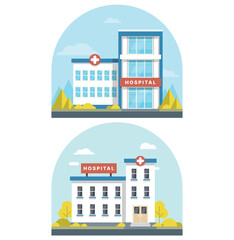Naklejka premium Flat illustration of a modern hospital building . Easy editable vector illustration
