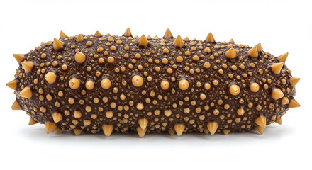 Crisply detailed studio capture of a vibrant spiky sea cucumber isolated against a bright white background. AI Generated