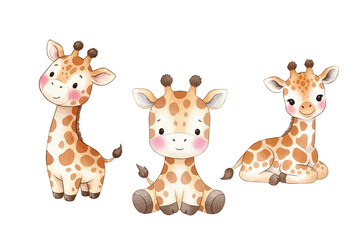 Cute Baby Giraffe Watercolor Illustration