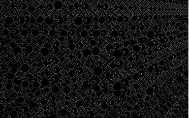 Dense grid of interconnected circles and lines forming a diagonal geometric pattern. Stylized repetition and depth evoke algorithmic design, digital symmetry, and mathematical abstraction.