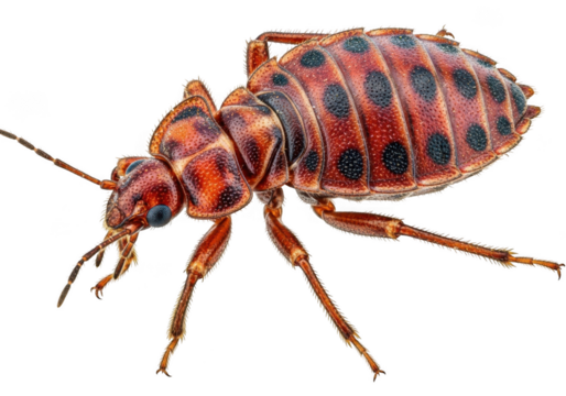 Red and black spotted bug isolated on transparent background