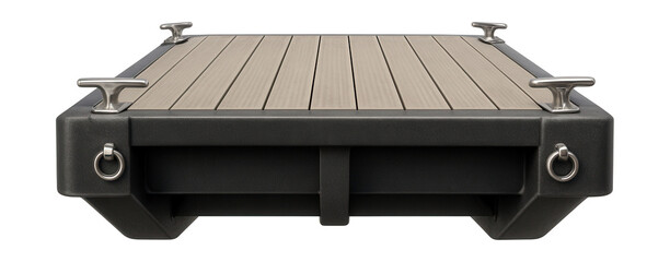 Durable floating dock with a sturdy steel frame and various mooring options.