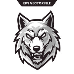 Aggressive Wolf Head Mascot Logo Design Vector.