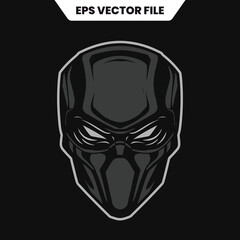 Dark Futuristic Masked Character Head Vector Art.