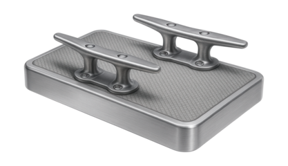 Aluminum docking station featuring a non-slip surface and cleats for rope security.