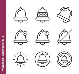 Bell line icons- Mini collection and editable stroke series icon