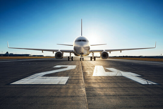 Parked Airplane on Airport Runway