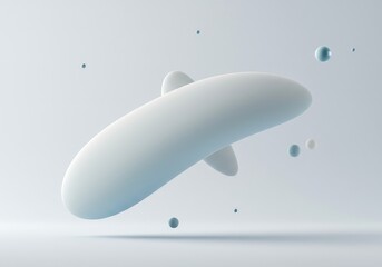 Ethereal, gentle white and pale blue abstract shape representing calm, tranquility, and inner harmony floating softly in a clean, bright space ,light ,repose ,diffused