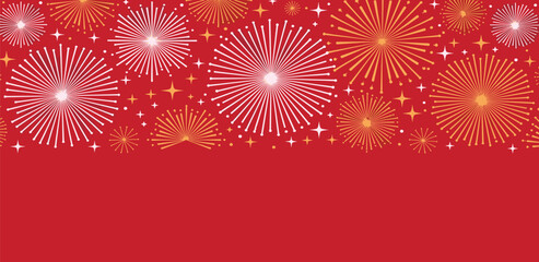 Dynamic abstract firework pattern creating a vibrant celebratory border, ideal for festive greetings, banners, and joyful occasion designs with sparkling light effects