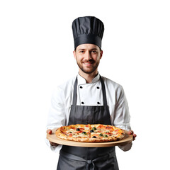 chef holding pizza png
