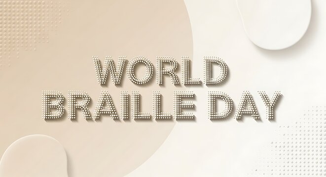 Elegant world braille day design with textured typography on a soft abstract background
