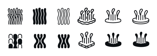 Black and white linear tree icons set