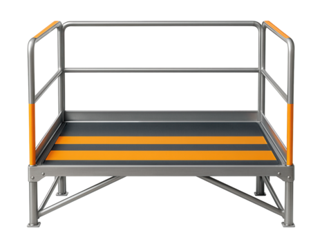 Maintenance platform featuring bright orange safety markings.