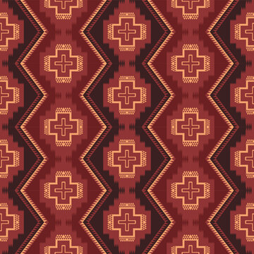 Elegant Native American Indian pattern. Vector western aztec geometric zigzag shape seamless pattern. Native southwestern pattern use for fabric, textile, home decoration elements, upholstery, etc.
